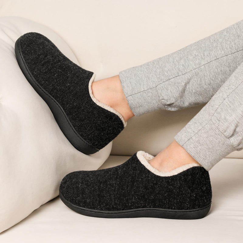 ULTRAIDEAS Women's Indoor Loafer House Slippers with Memory Foam, Ladies Warm Closed Back House Shoes with Non-Slip Outdoor Rubber Soleï¼ˆBlackï¼Œsize 7ï¼‰ - Image 1